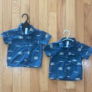 MATCHING Navy Blue Fish Patterned Kids Button Down Shirt